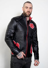 Mens Red Clouds Cloak Leather Jacket