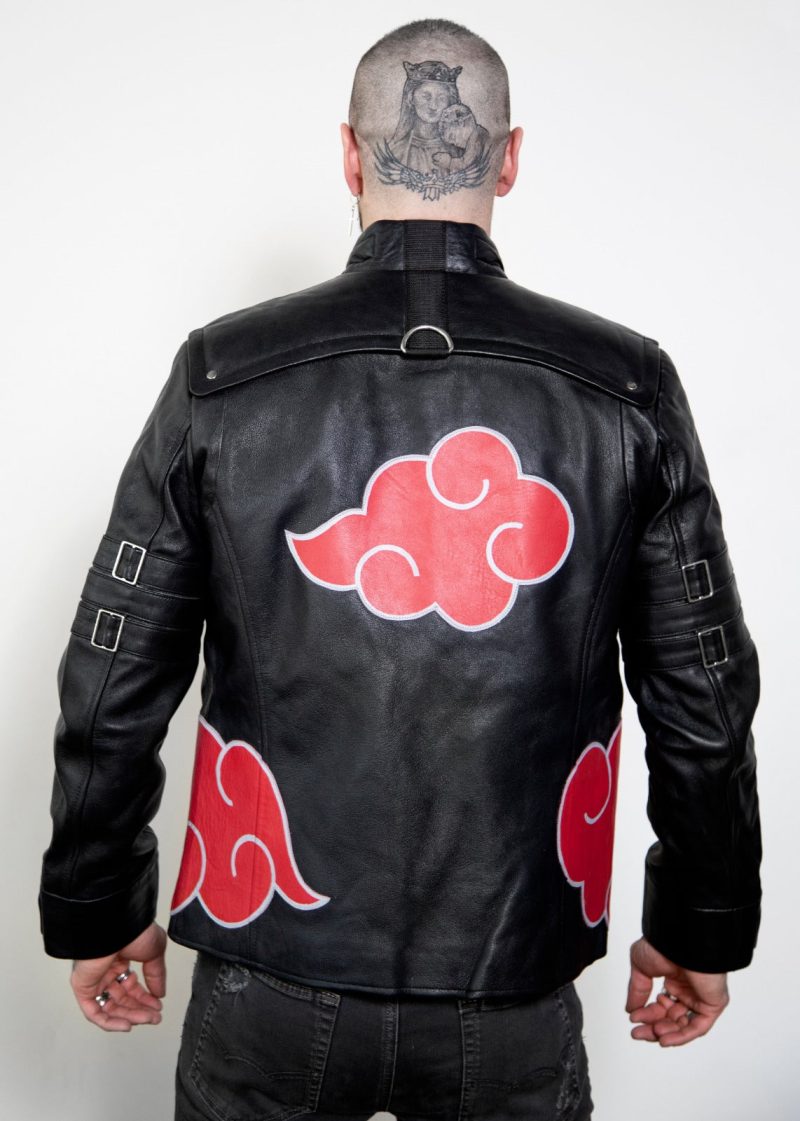 Mens Red Clouds Cloak Leather Jacket