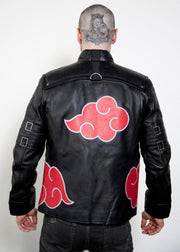 Men's Red Clouds Cloak Black Genuine Leather Jacket