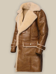 Mens Brown Leather Shearling Coat