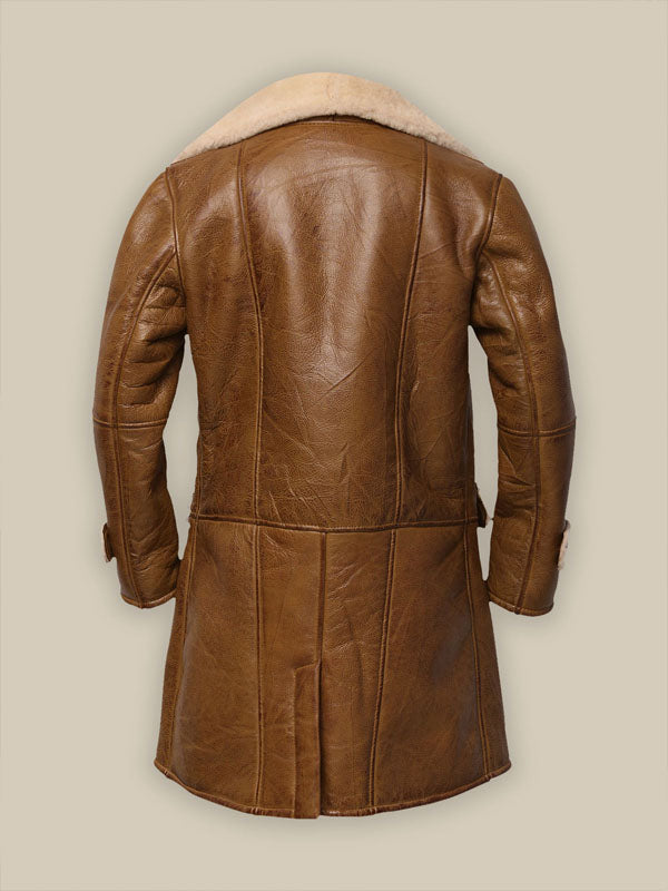 Mens Brown Leather Shearling Coat