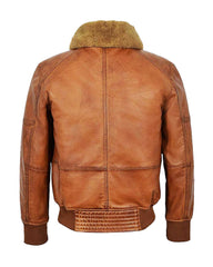 Mens Aviator Shearling Brown Bomber jacket