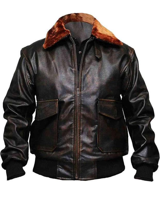 Mens Flying G1 Bomber Brown Leather Jacket