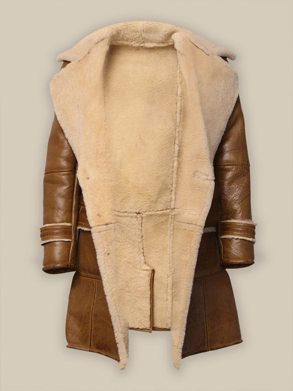 Mens Brown Leather Shearling Coat