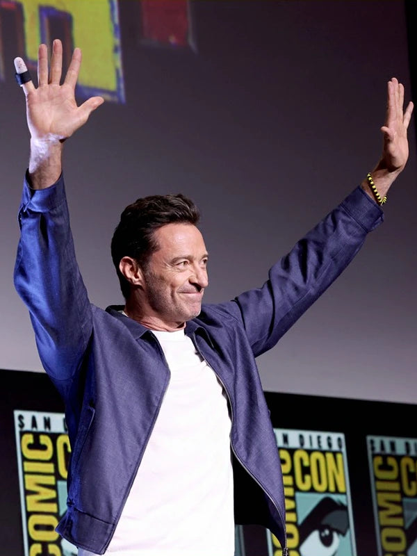 Hugh Jackman Blue Bomber Cotton Jacket