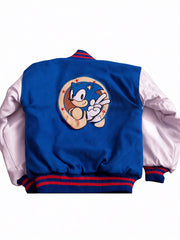 Sonic the Hedgehog Blue and White Fleece Letterman Jacket