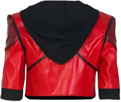 VI Arcane Red Cropped Leather Jacket