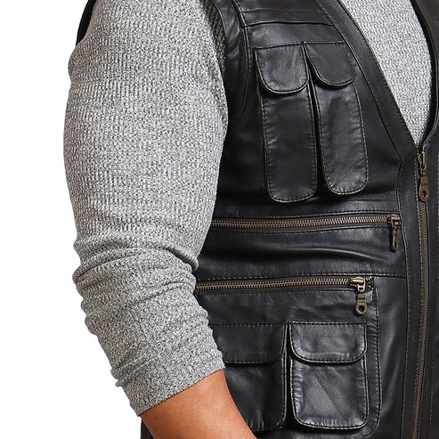 Chris Pratt Jurassic World Black Leather Vest