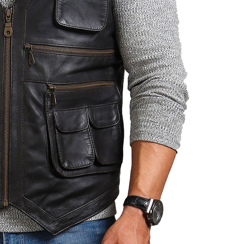 Chris Pratt Jurassic World Black Leather Vest