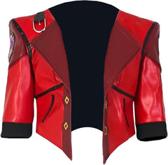 VI Arcane Red Cropped Leather Jacket