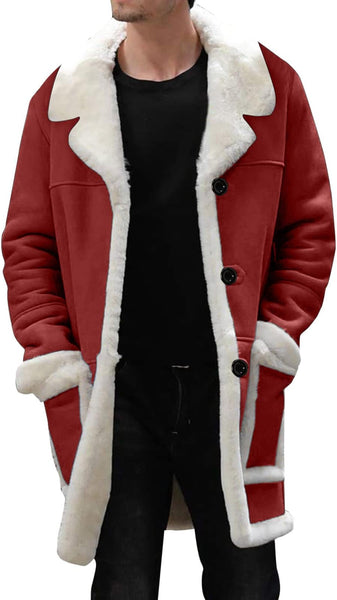 Mens Christmas Shearling Leather Coat