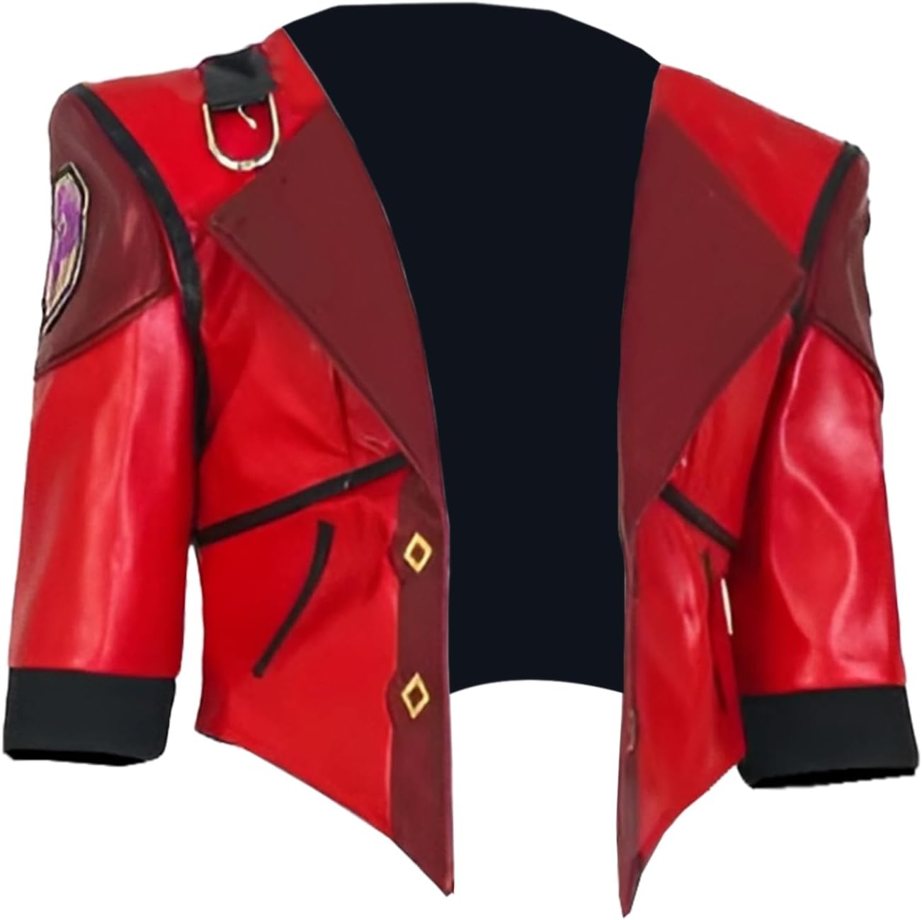 VI Arcane Red Cropped Leather Jacket