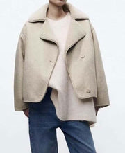 Women Winter Suede Leather Shearling Jacket