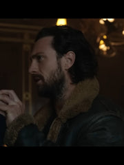 Kraven The Hunter 2024 Aaron Taylor-Johnson Brown Shearling Jacket