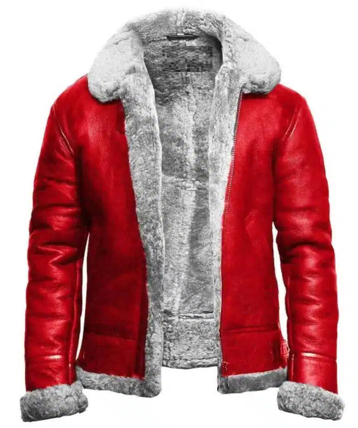 Mens Christmas Leather Shearling Jacket