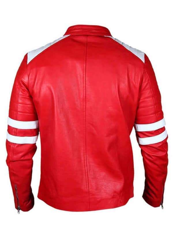 Brad Pitt Fight Club Red Leather Jacket