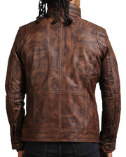 Brown Vintage Genuine Leather Motorcycle Jacket