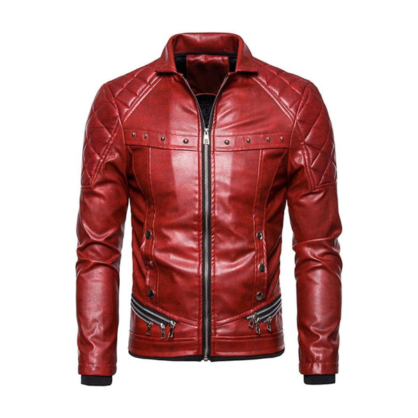 Mens Genuine Leather Red Jacket