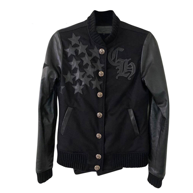 Chrome Hearts Black Letterman Bomber Jacket