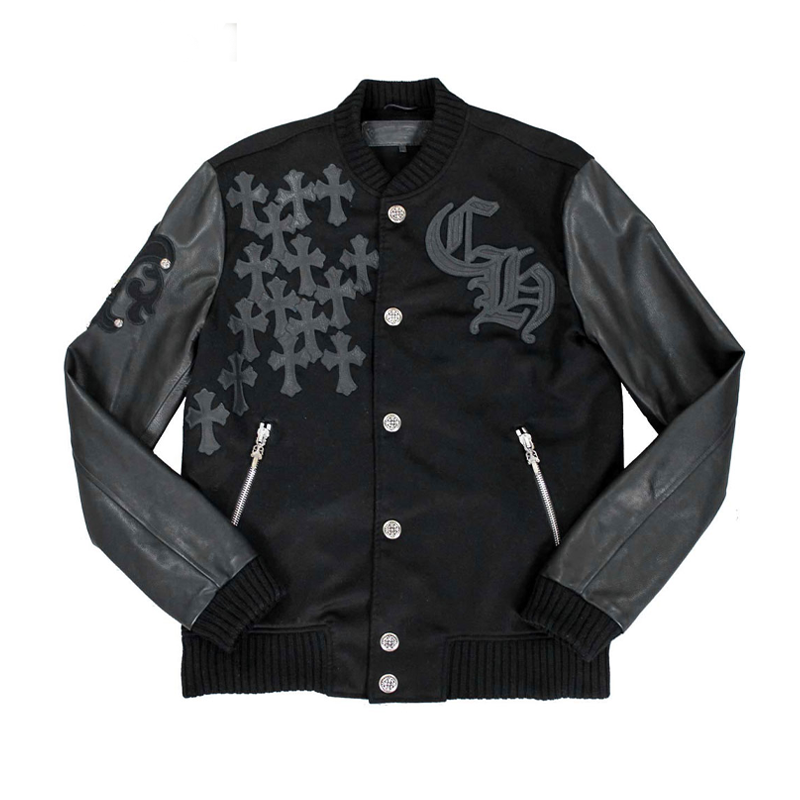 Chrome Hearts Black Letterman Bomber Jacket