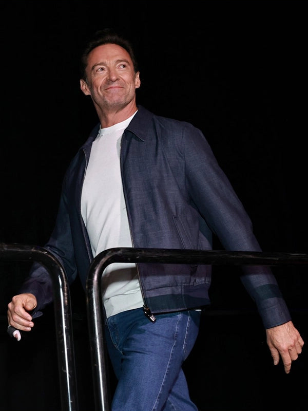 Hugh Jackman Blue Bomber Cotton Jacket