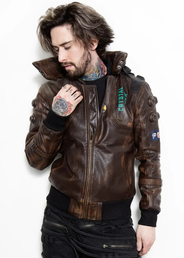 Men's Cyberpunk Samurai Brown Jacket