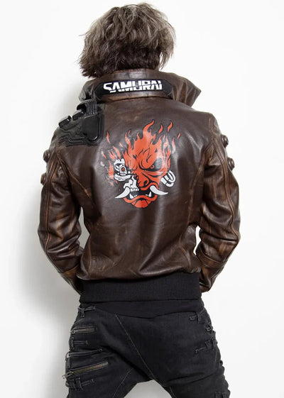 Men's Cyberpunk Samurai Brown Jacket