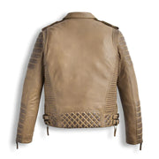 Mens Brown Leather Motorcycle Quilted jacket