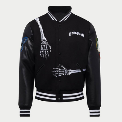 Godspeed Skull Rod Black Bomber Leather Halloween Jacket