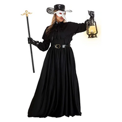 Halloween Black Plague Doctor Long Coat