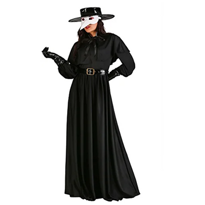 Halloween Special Black Cotton Plague Doctor Coat