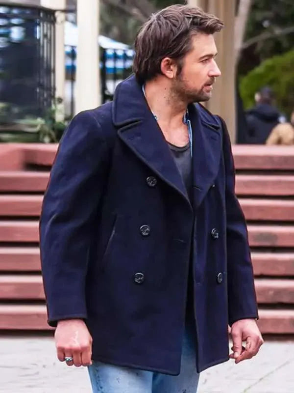 Brandon Sklenar It Ends with Us Blue Wool Coat