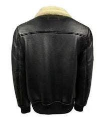 Jared Top Gun B3 Bomber Black Leather Jacket