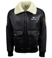 Jared Top Gun B3 Bomber Black Leather Jacket