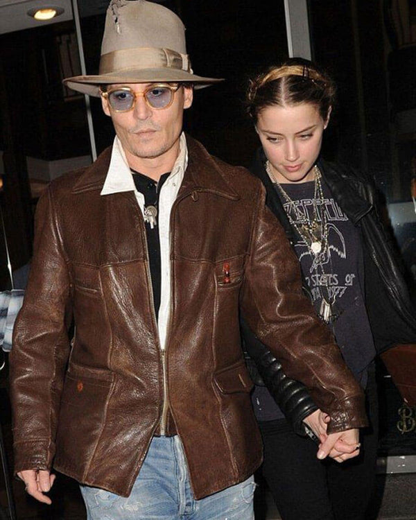 Johnny Depp Brown Genuine Leather Jacket