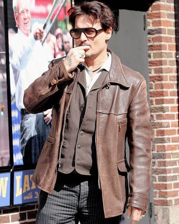 Johnny Depp Brown Genuine Leather Jacket