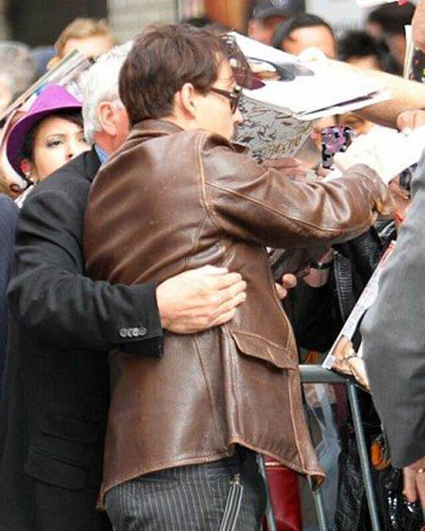 Johnny Depp Brown Real Leather Coat Jacket