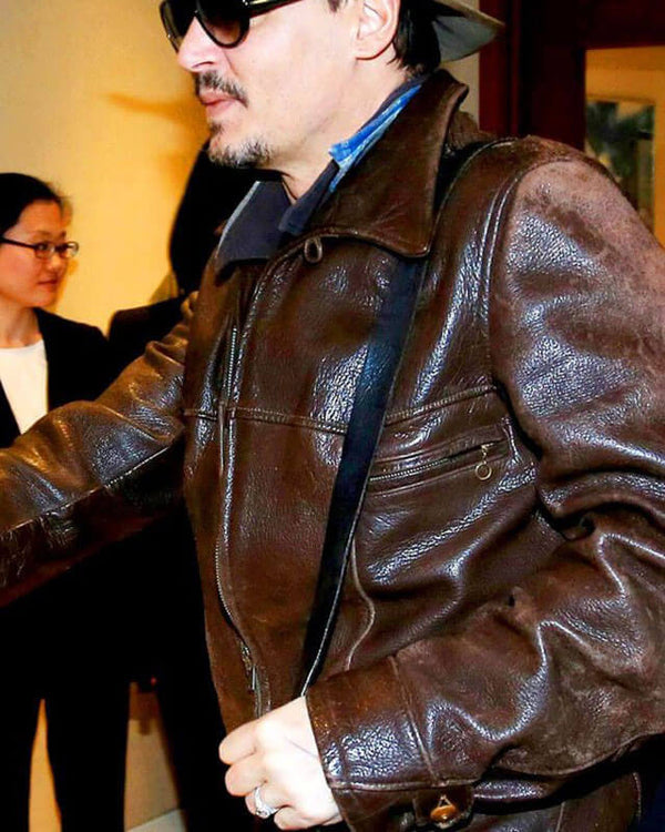 Johnny Depp Brown Genuine Leather Jacket