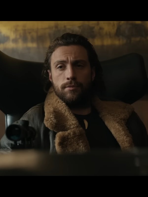 Kraven The Hunter 2024 Aaron Taylor-Johnson Brown Shearling Jacket