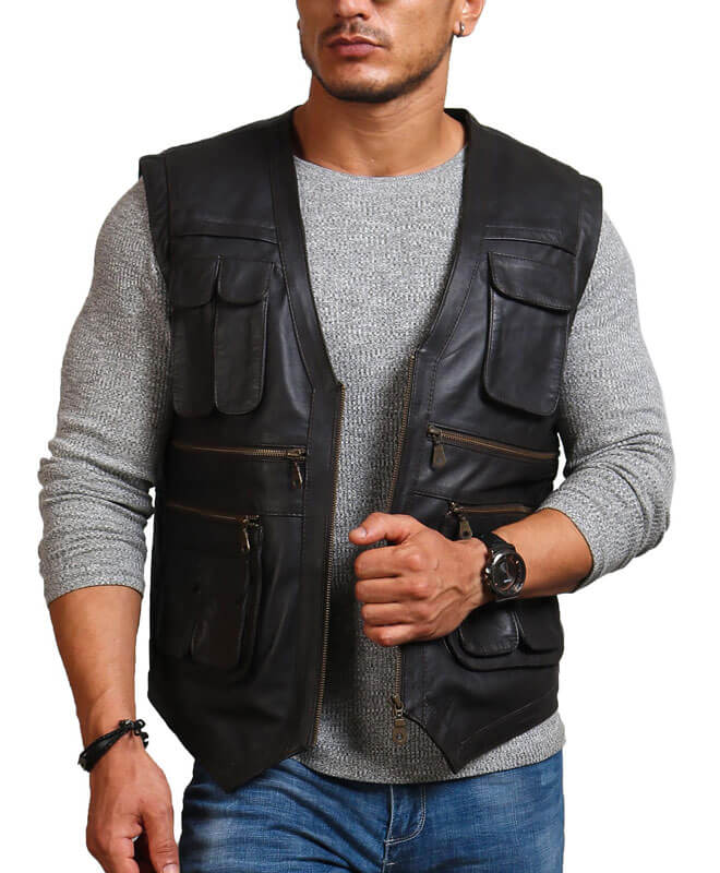 Chris Pratt Jurassic World Black Leather Vest