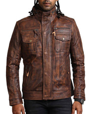 Brown Vintage Genuine Leather Motorcycle Jacket