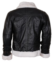 Mens B3 Bomber Shearling Black Leather Jacket