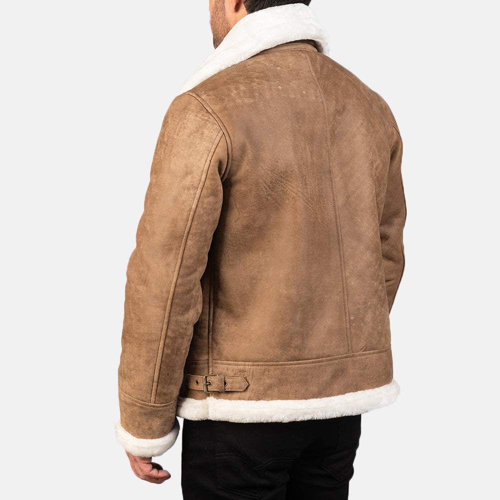 Francis B3 Brown Distressed Bomber Leather Jacket