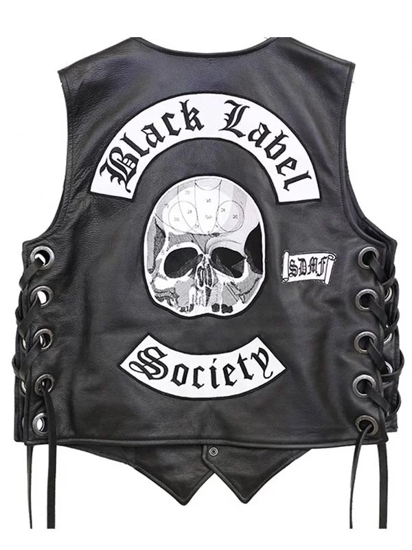 Mens Black Label Society Leather Vest