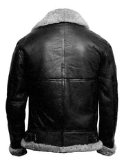 Men Black B3 Shearling Bomber Leather Jacket