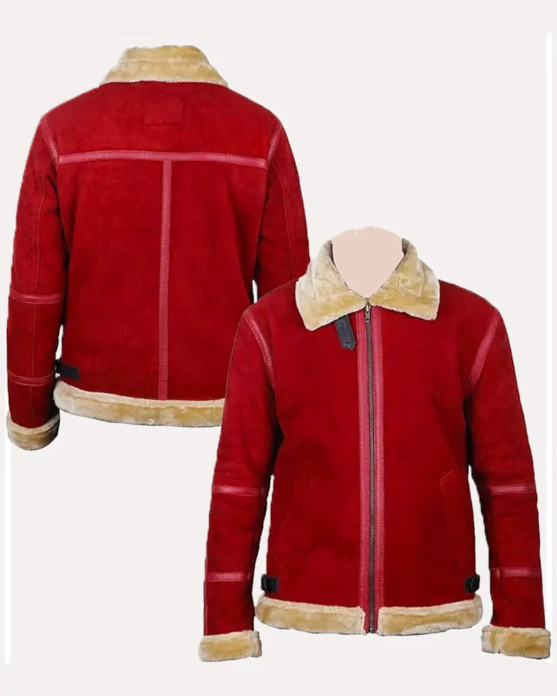 Ryan Reynolds Spirited Red Shearling Jacket