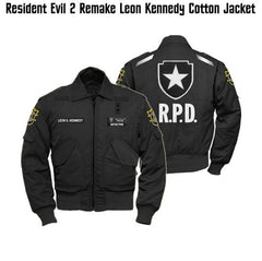 Resident Evil 2 Leon Kennedy Black Bomber Jacket