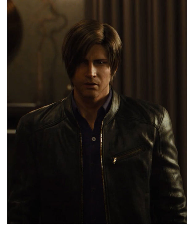 Resident Evil Infinite Darkness Leon Kennedy Black Leather Jacket