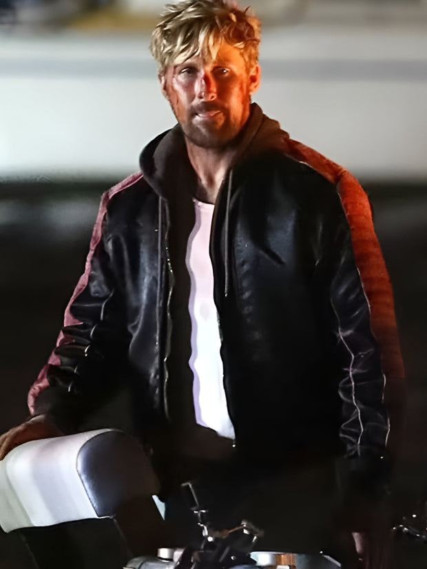 The Fall Guy 2024 Ryan Gosling Black Bomber Biker Leather Jacket