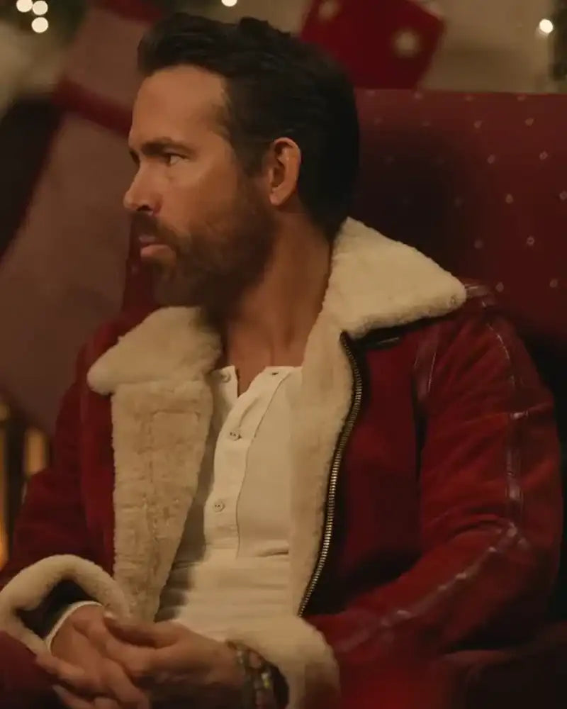 Ryan Reynolds Spirited Red Shearling Jacket